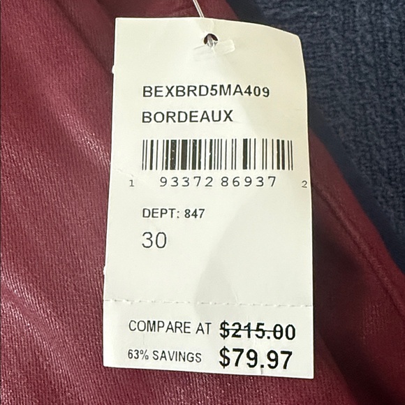 Brand new Hudson Jeans Size 30 Natalie Midrise Super Skinny Ankle in Bordeaux - Picture 3 of 3